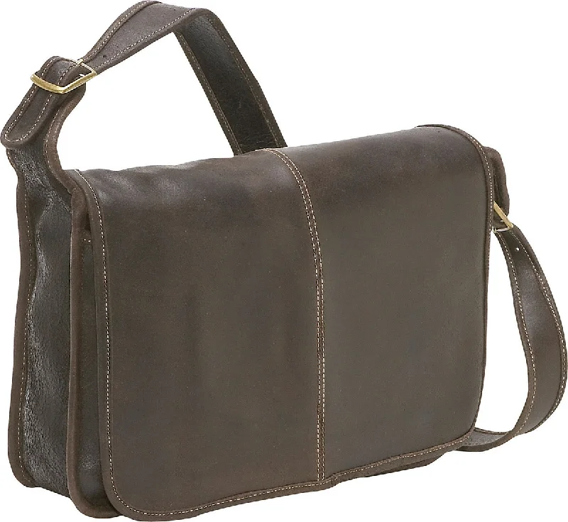 Ledonne Leather Distressed Classic Flap Over Messenger