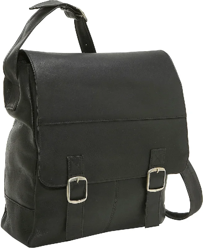 Ledonne Leather Vertical Laptop Messenger Bag