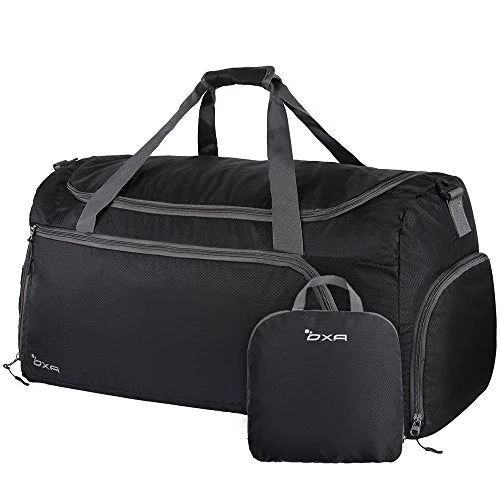 Oxa Lightweight Foldable Travel Duffel Bag With Shoes Bag, Black