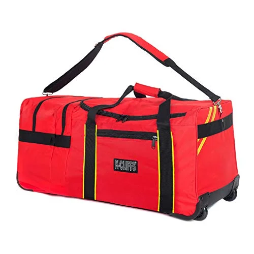 Rolling Firefighter Gear Bag Fireman Equipment Duffel with Wheels Paramedic Wheeled Travel Bags Helmet Pocket