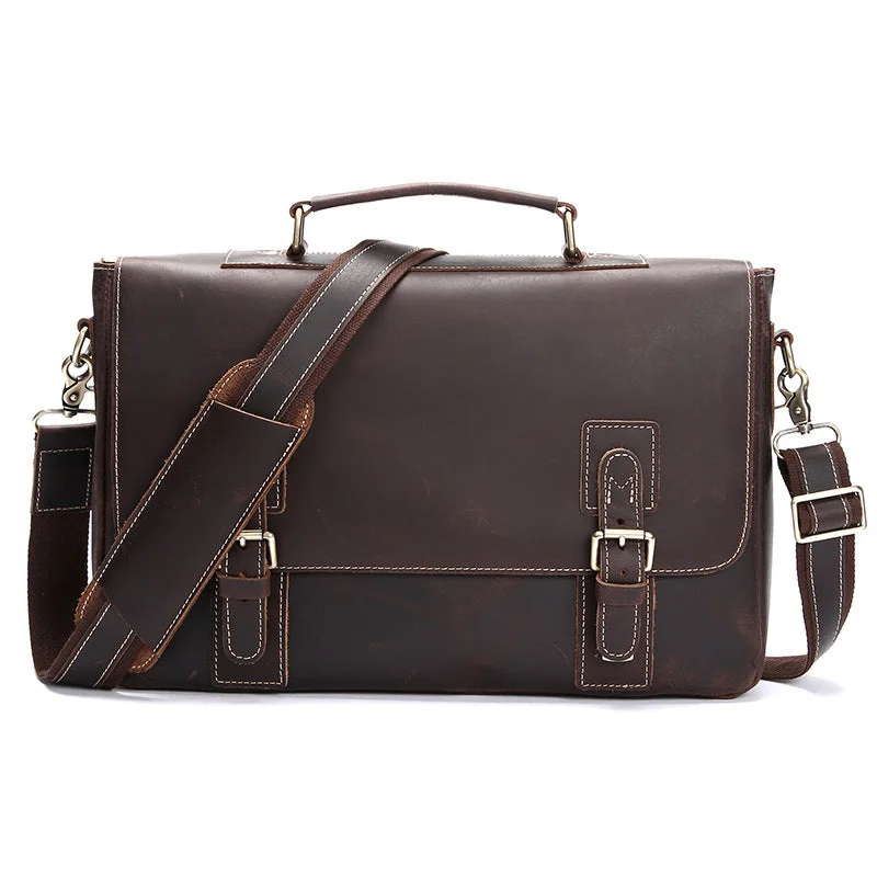 Special Offer Luxury Natural Crazy Horse Leather Men Handbags Horizontal Men Messenger Bags Vintage