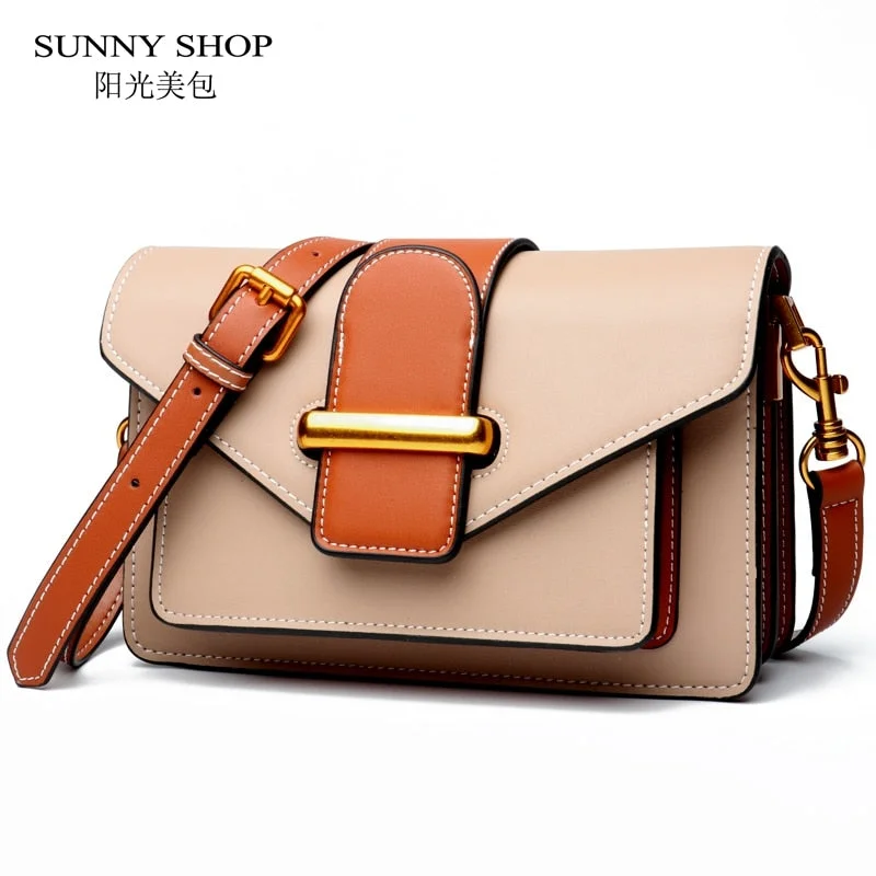 Sunny Shop Luxury Handbags Women Bags Designer Genuine Leather Women Messenger Bag Small