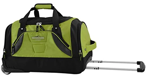 TPRC 21" "Adventure" Rolling Duffel Constructed with Honeycomb Designed RIP-STOP Material Includes Dual Side Pockets and Front Accessory Pocket, Green Color Option