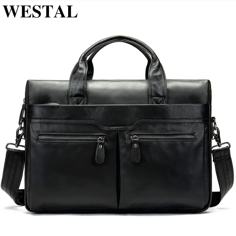 Westal Business Laptop Bags For Men Genuine Leather Men'S Bag Messenger Bag Men Leather Shoulder