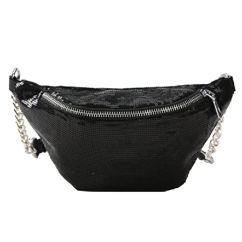 Women Fashion Sequins Leather Messenger Bag Shoulder Bag Chest Bag