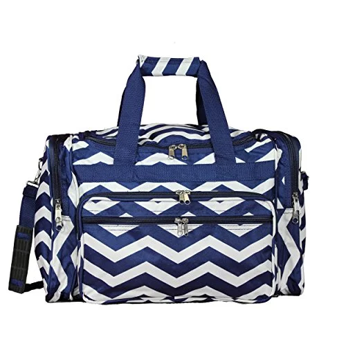 World Traveler Chevron 19-inch Duffel Bag, Navy White Chev, One Size